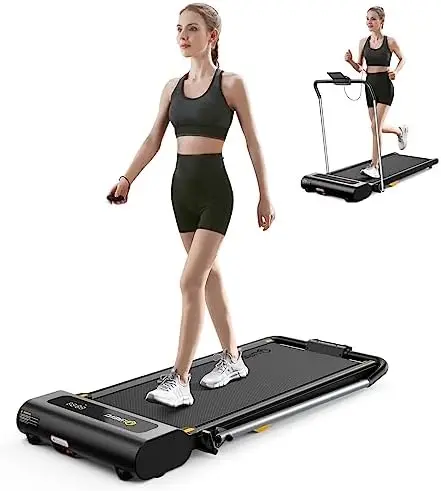 in 1 Under Desk Treadmill, 2.5HP Folding  Treadmill with Smart Rotary Console, Remote Control and LED Display, Walking Pad Joggi
