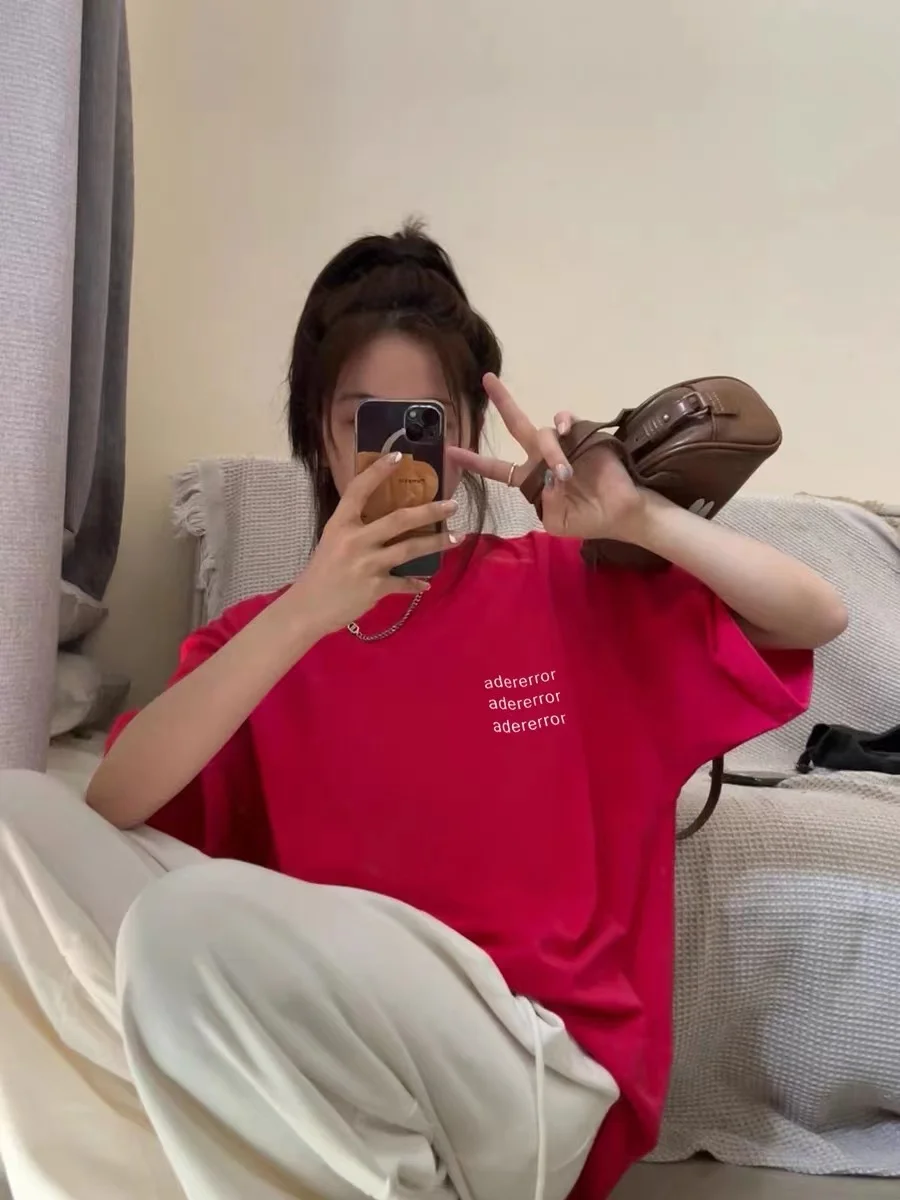 

Ader error T-shirt high quality 1:1 summer alphabet print loose Korean men's and women's oversized Short Sleeve T-Shirt Top