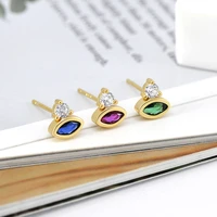925 sterling silver ear needle oval turquoise zircon stud earrings 8 colors fashion earrings for women party huggie jewelry 2022