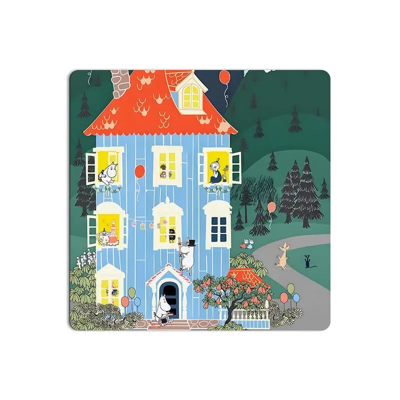 Фото Коврик для мыши с милым мультяшным принтом Moomin, нескользящий резиновый водонепроницаемый коврик для мыши, портативный офисный игровой компьютерный коврик для стола №1