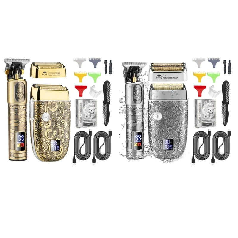 

Hair Trimmer and Electric Shaver Men Cordless Barbers Clippers Set Beard Trimmer New Dropship