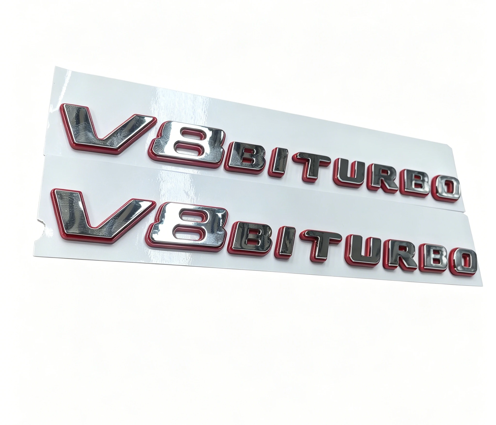 Фото 2 шт. 3D-эмблемы V8 BITURBO, наклейки на боковые крылья автомобиля для MB W204 W205 C63 W212 W213 E63 G63, аксессуары для автостайлинга №5