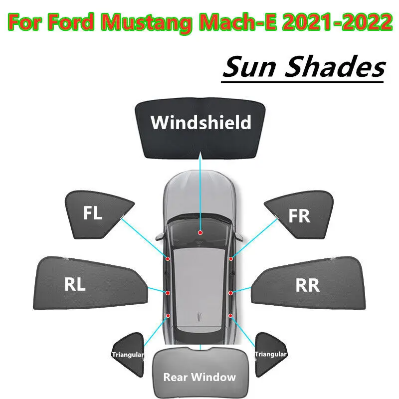 

Front Windshield Side Window Sun Visor Shade Interior Privacy Sleep Shield Light Blind For Mustang Mach-E 2021 2022