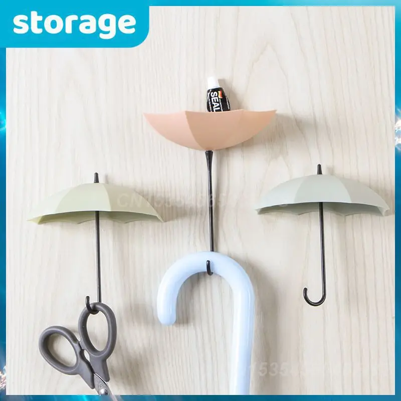 

3pcs/lot Creative Umbrella Shape Wall Hook Decorative Home Decor Key Hair Pin Holder Organizer Bathroom Accessories