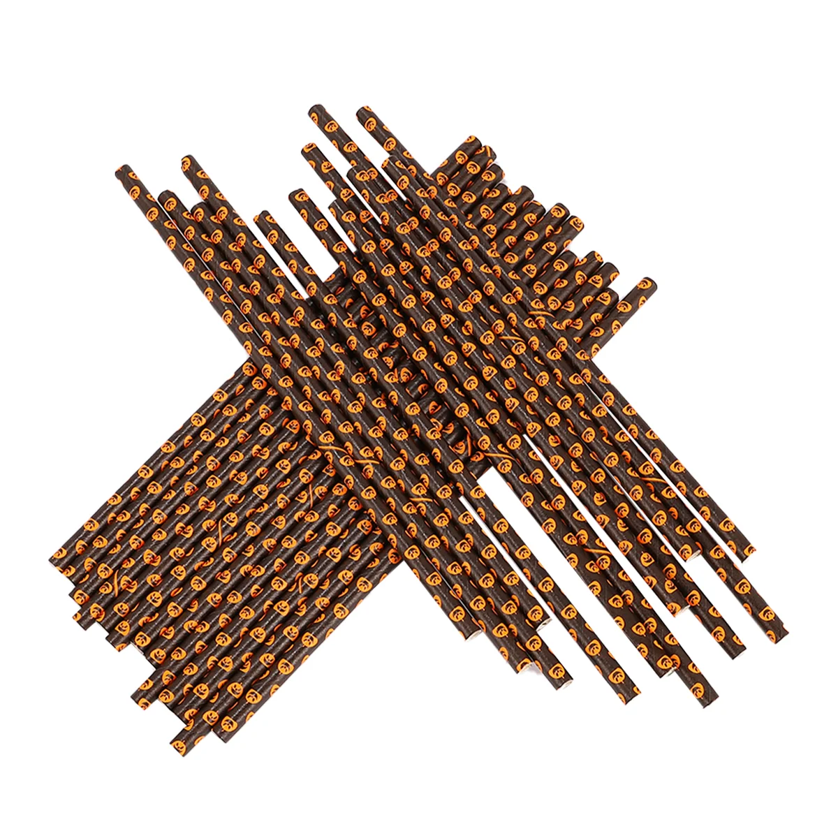 

125pcs Party Decorative Paper Straws Pumpkin Paper Straws Dinnerware