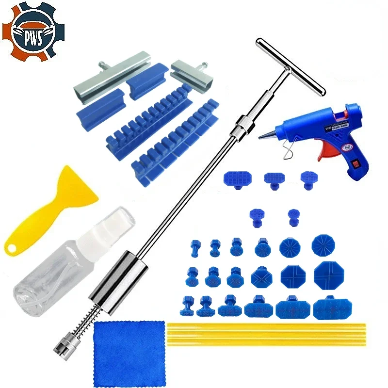 

Hot Paintless Dent Repair Tools Car Puller Removal Kit Slide Hammer Reverse Hammer Tool Body Suction Cup Adhesive Blue Glue Tabs