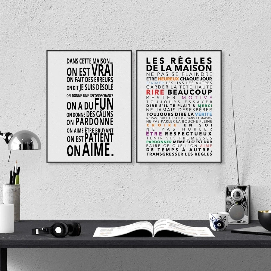 french house rules quote canvas art print poster wall decor dans cette maison quote canvas painting home decoration free global shipping