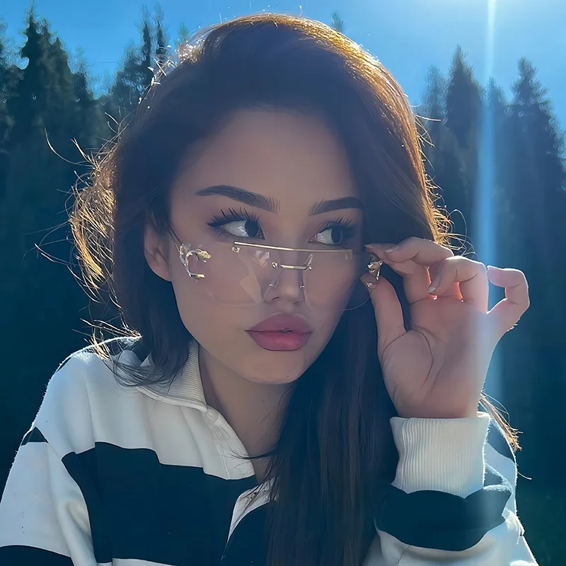 RUOBO винтажные солнцезащитные очки без оправы с леопардовым дизайном для мужчин и