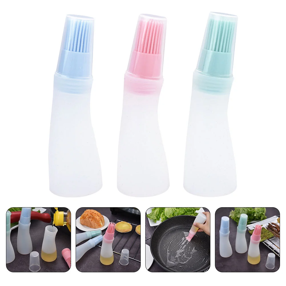

3pcs Silicone Oil Bottles with Brushes Outdoor BBQ Brushes Barbecue Tools