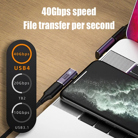 UGOURD USB4 OTG Type C To C Thunderbolt3 Удлинительный кабель-адаптер L-стиля «папа-мама» для телефона, ноутбука, ПК, 40 Гбит/с