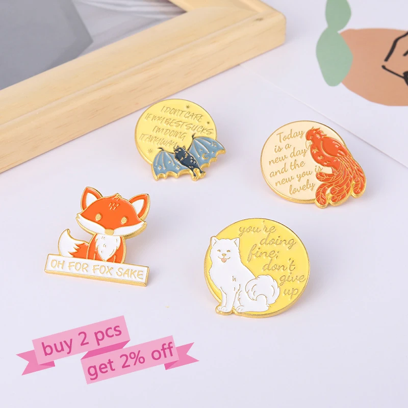 Эмалированная брошь на лацкан с изображением мультяшных животных