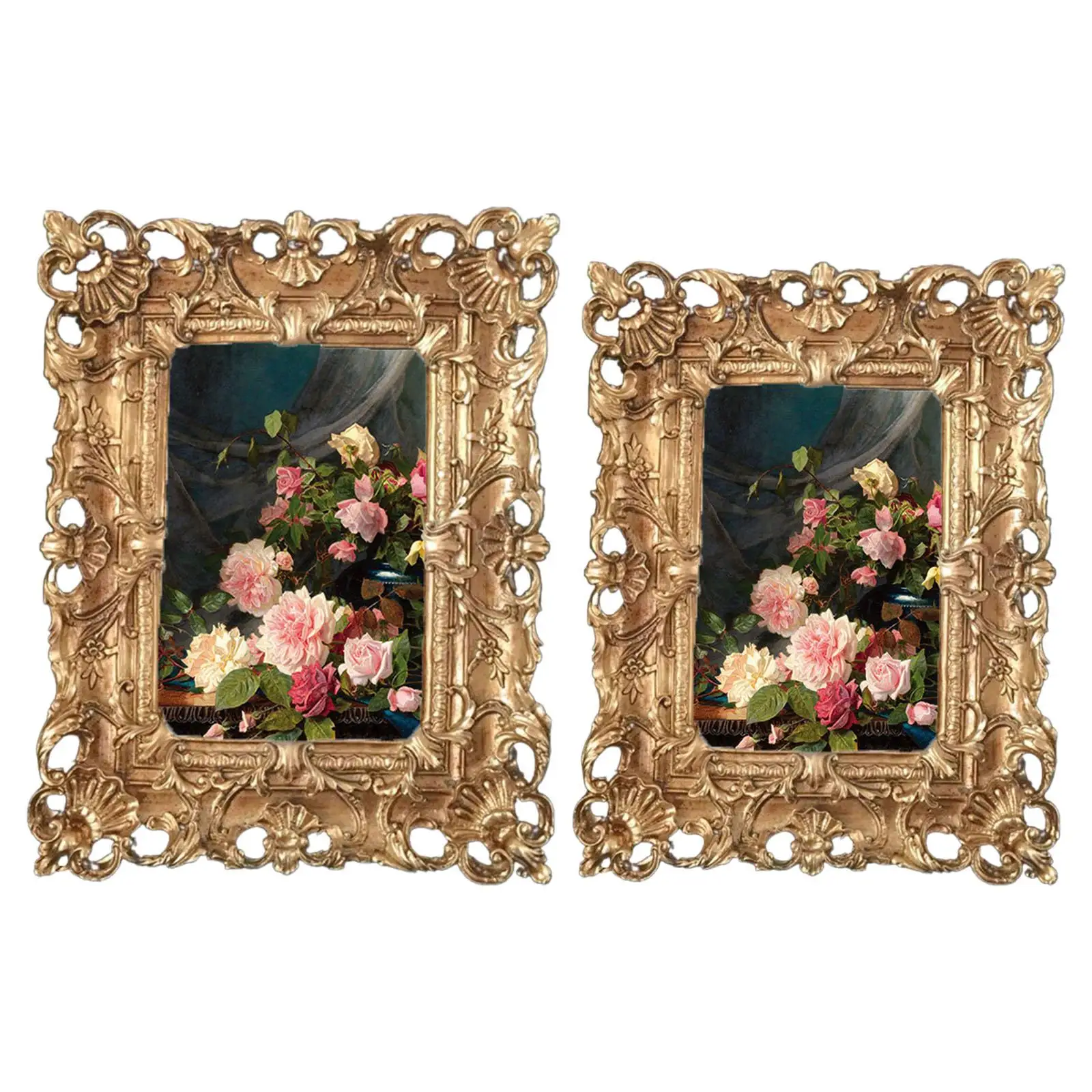 

Retro Style Photo Frame Tabletop Wall Hanging Ornate Photo Display for Home