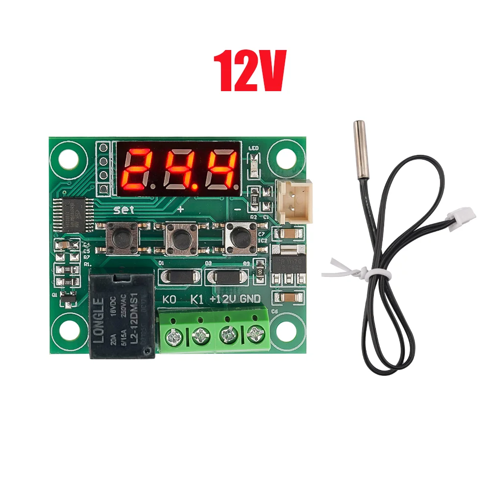 

Устройство для контроля температуры W1209 светодиодный ler 12V NTC датчик красный дисплей Диапазон контроля температуры-50-110 ° C релейный выход