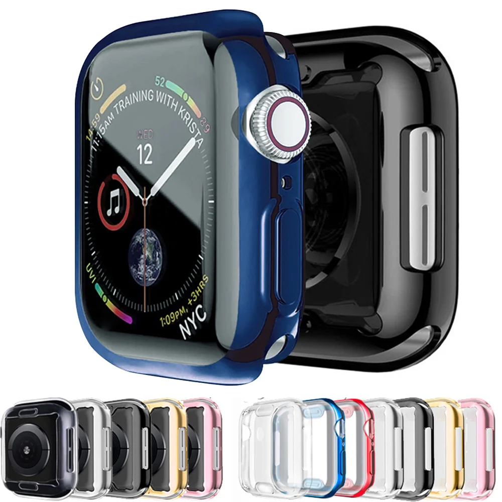 Защитный чехол для Apple Watch 41 45 44 мм 40 38 42 46 мягкая прозрачная защитная пленка из ТПУ