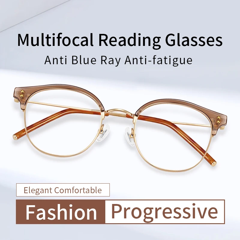 Прогрессивные очки для чтения с мультифокусом женщин компьютерные синие