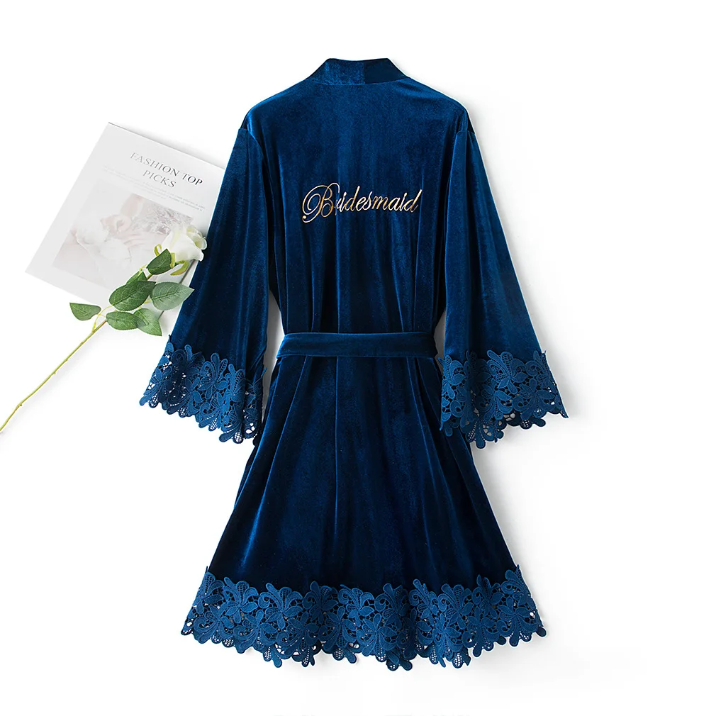 Ladies Robe for Winter Wedding Bride and Bridesmaid Robe Velvet Night Robe Pyjama Sleepwear For Wedding Party Night Clothing
