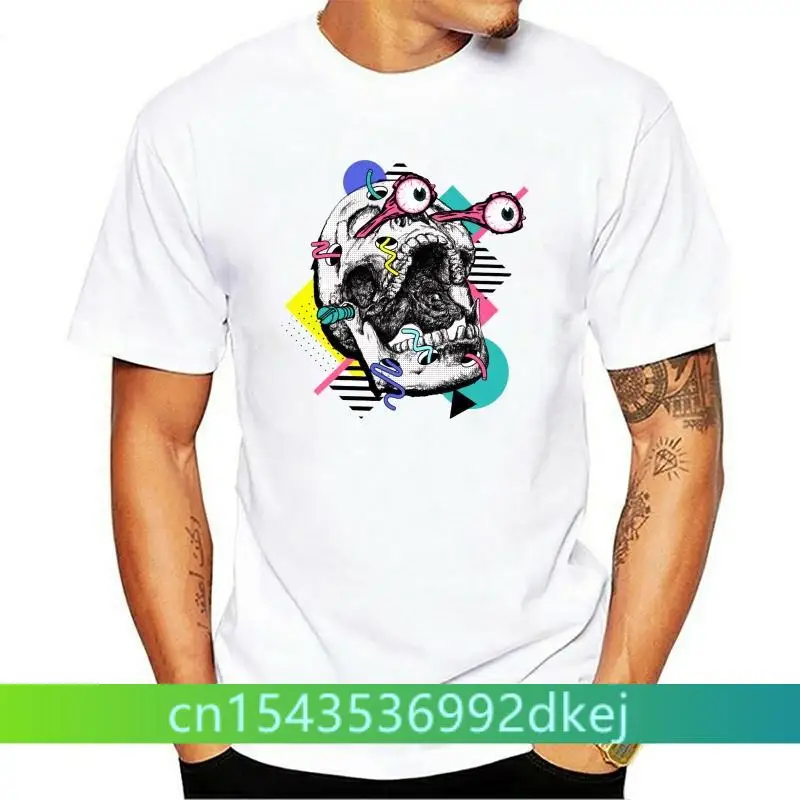 

656 POP ART FUNNY SURPRISED SKULL 100% COTTON MENS SHOCKED SKELETON T-SHIRT TEE TOP