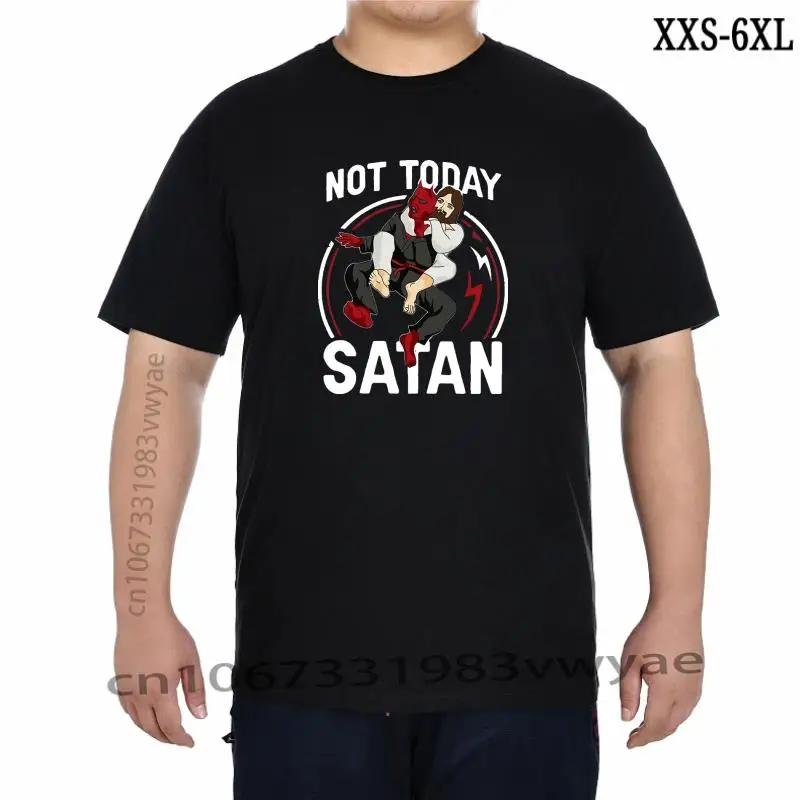 

Unisex Cotton Jiu Jitsu Jesus Not Today Satan Funny Summer Men' Novelty TShirt Harajuku Streetwear Soft Tops Tee Women Shirt