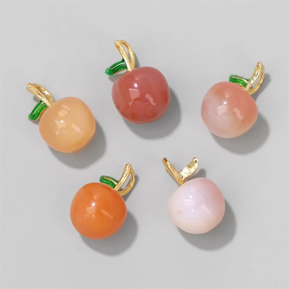 1 шт. кулон из натурального агата звезда пончик яблоко вишня персик камень для