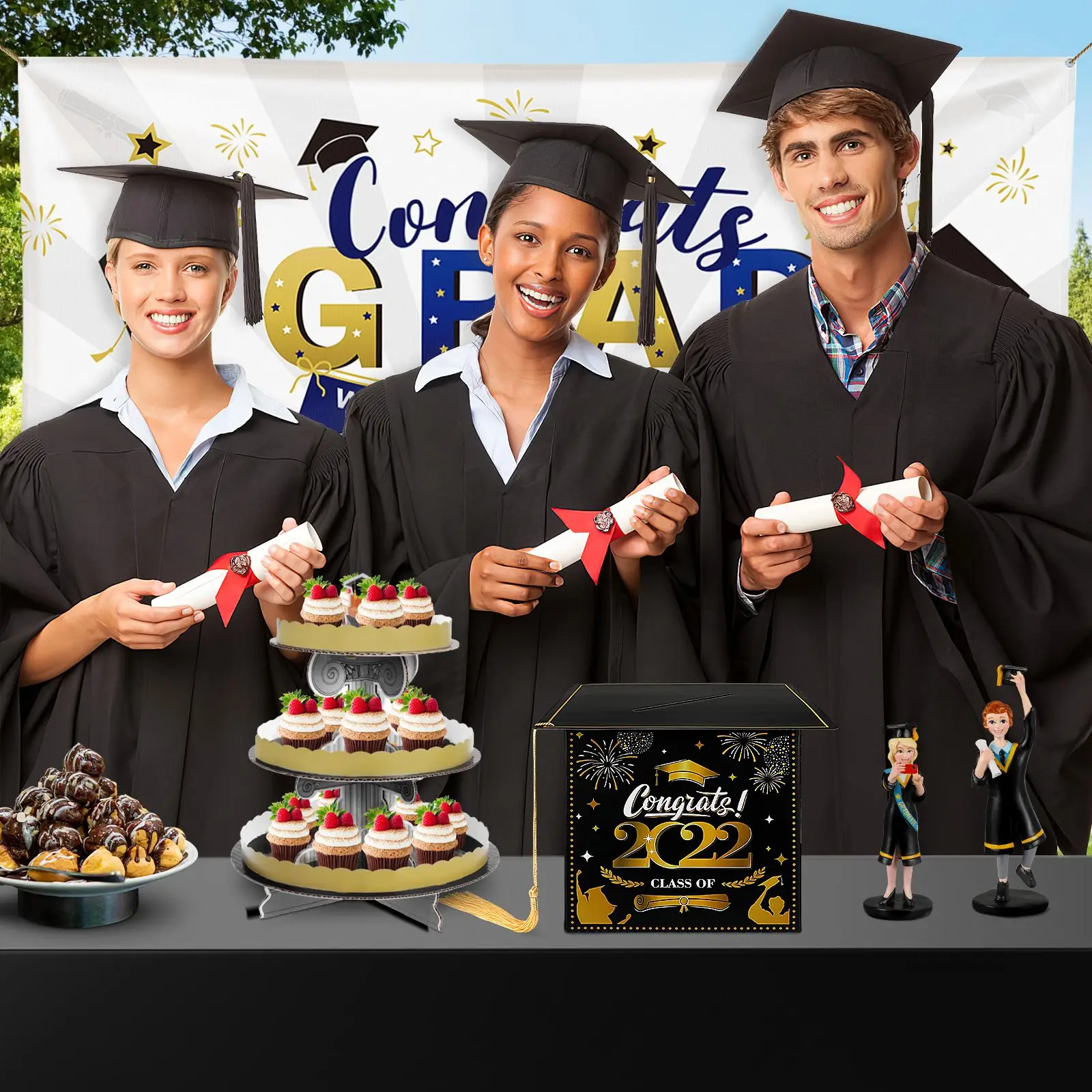 

Коробка для выпускных открыток, украшения вечерние, держатель, кепка, подарок, 2022 шт., поздравительные коробки, конверты, подарки, Декор, Град...