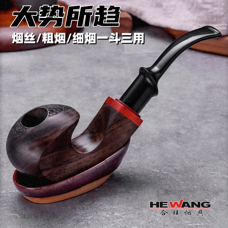 

Ruyi pipe cigarette cut tobacco three purpose pipe manual solid wood filter pipe creative Chinese style pipe smoking set