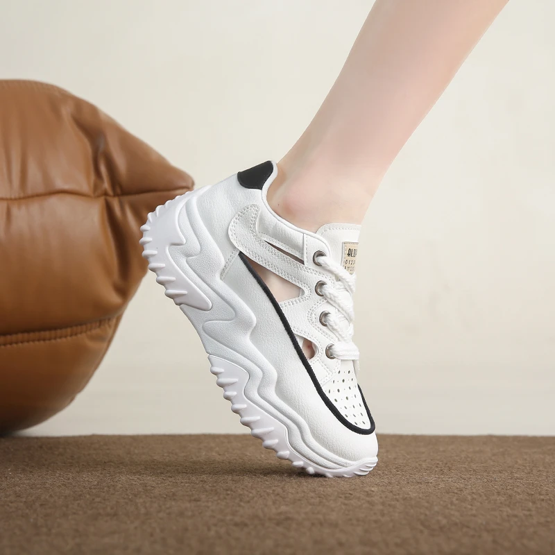 Women Shoes 2023 Summer New Fashion Versatile Thick Soled Hollowed Out Casual Shoes