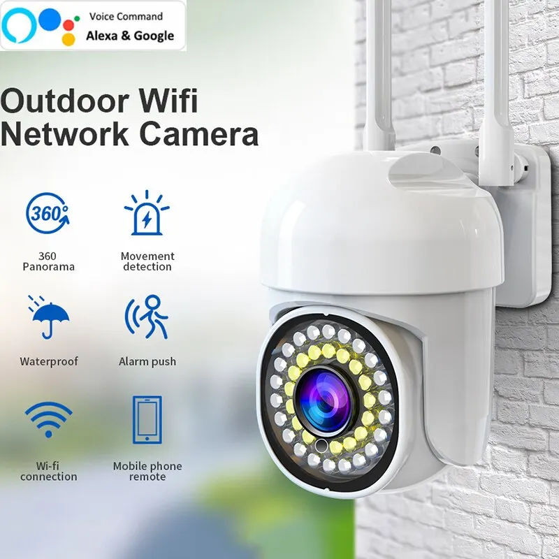 

Deli 29M WIFI Security Outdoor Waterproof PTZ Auto Tracking Audio CCTV Surveillance 1080P 360 IP Cameras with Google Home Alexa