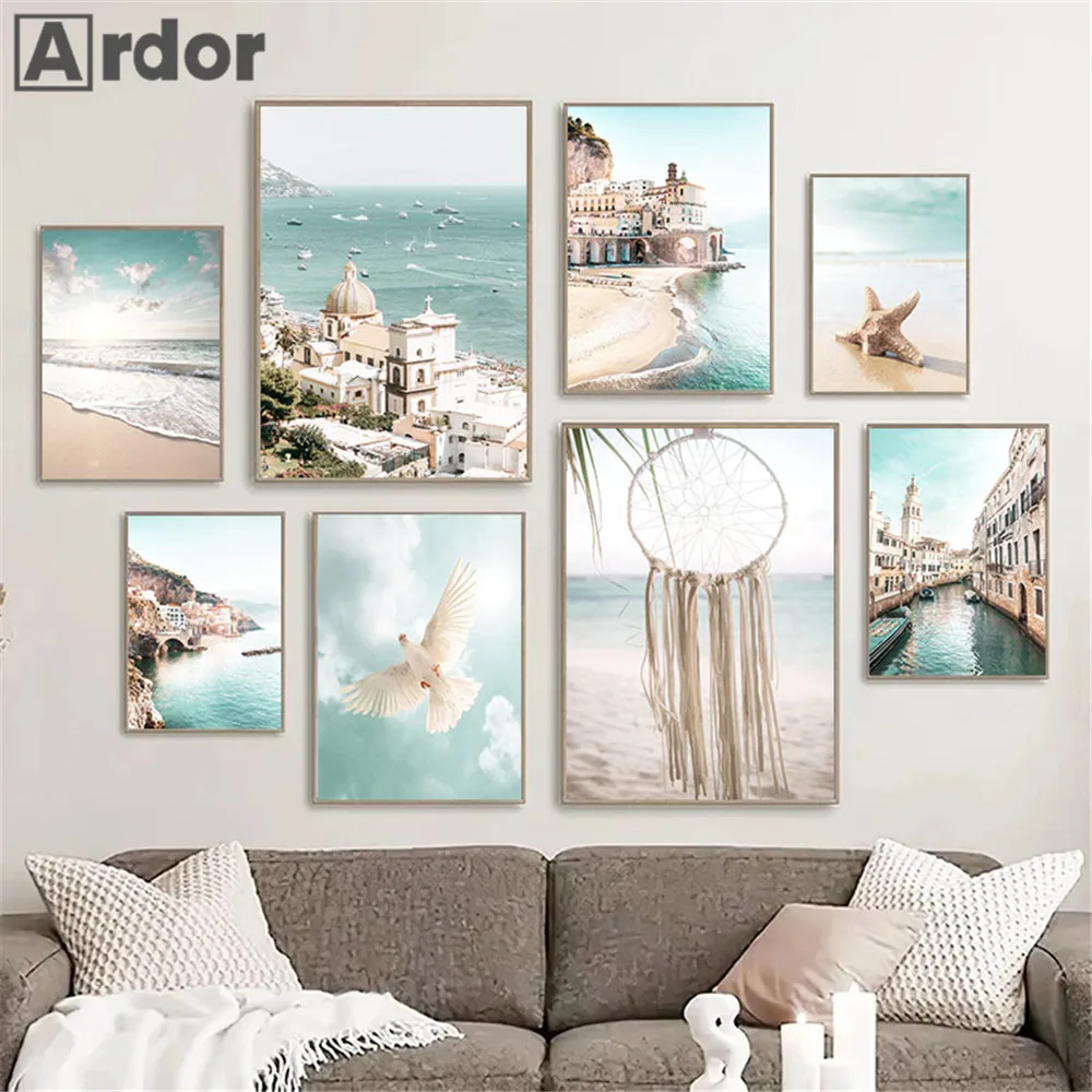 

Ocean Scenery Canvas Art Picture Italy Venice Poster Beach Wall Painting Seagull Starfish Print Nordic Wall Pictures Home Decor