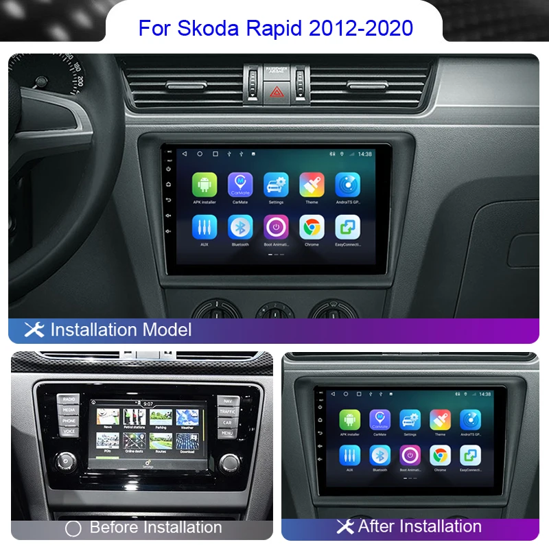 2 Din Android автомобильный радиоприемник Carplay мультимедиа для Skoda Rapid 2012 2013 2014 2015 2016-2020