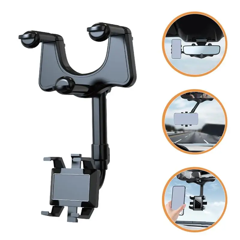 

Car Rearview Mirror Phone Holder 360 Degree Rotating Vehicle Mobile Phone Holder