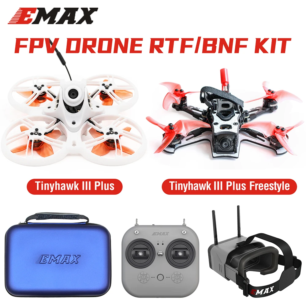 

Набор для гоночного дрона EMAX Tinyhawk III Plus/Plus Freestyle FPV RTF BNF 1/2S 2,4 ГГц ELRS с передатчиком E8 аналоговый/HD Zero