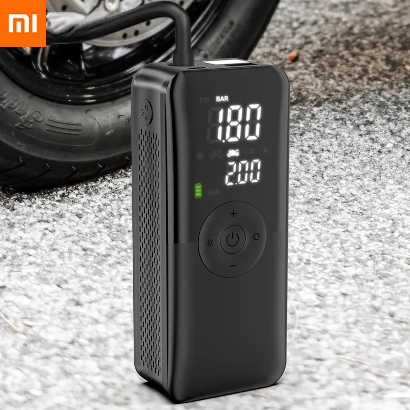 XIAOMI Wireless Electric Pump Emergency Portable Air Compressor USB Power Output Tire Pressure Detection Smart Motorcycle Pump