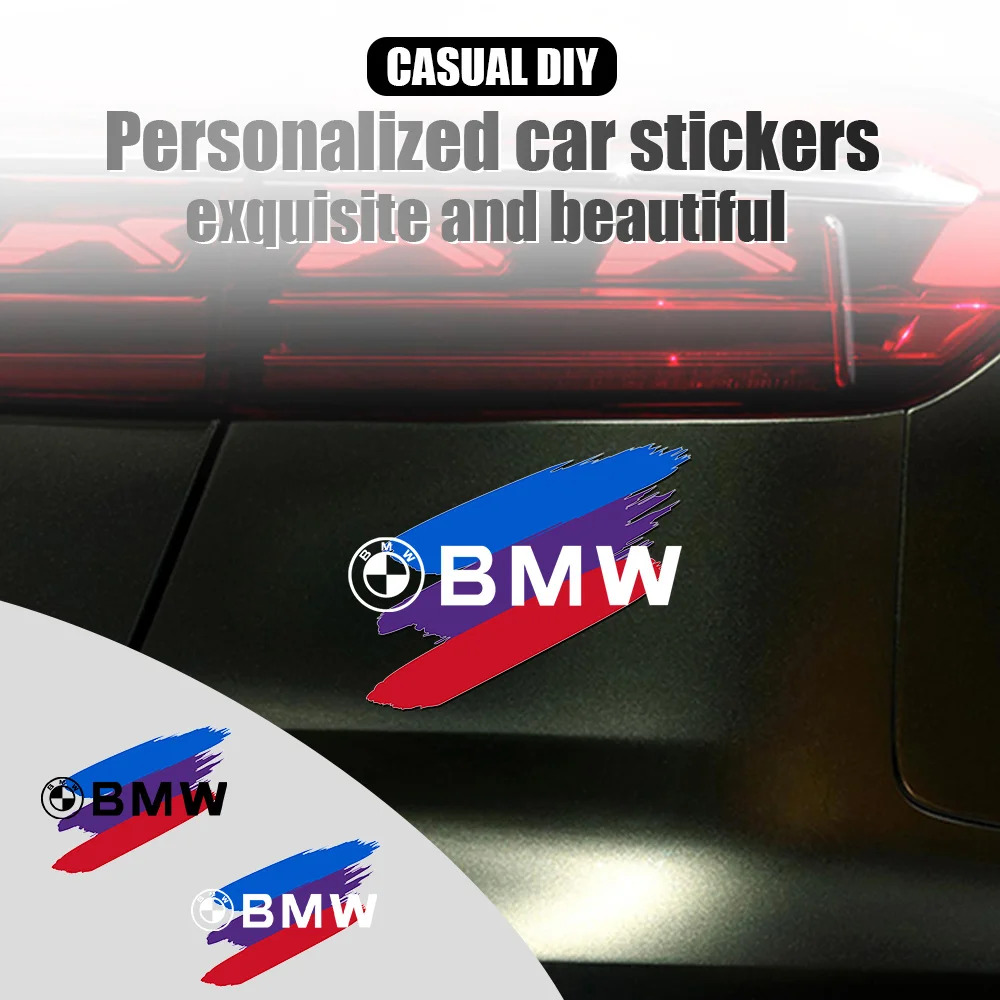 2 szt. trójkolorowych naklejek z PVC do modyfikacji karoserii Akcesoria samochodowe BMW M Performance X3 X5 X6 E46 E53 E60 E70