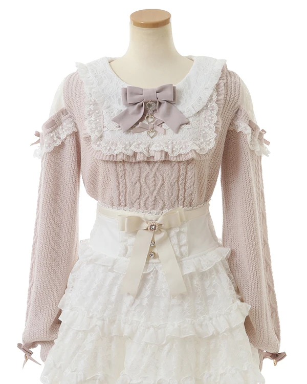 Женский трикотажный свитер с рюшами и длинным рукавом на осень/зиму