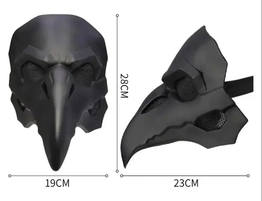 Панк Ворона Доктор Косплей Маска Костюм Черная Кожа Со Светодиодными Глазами Для