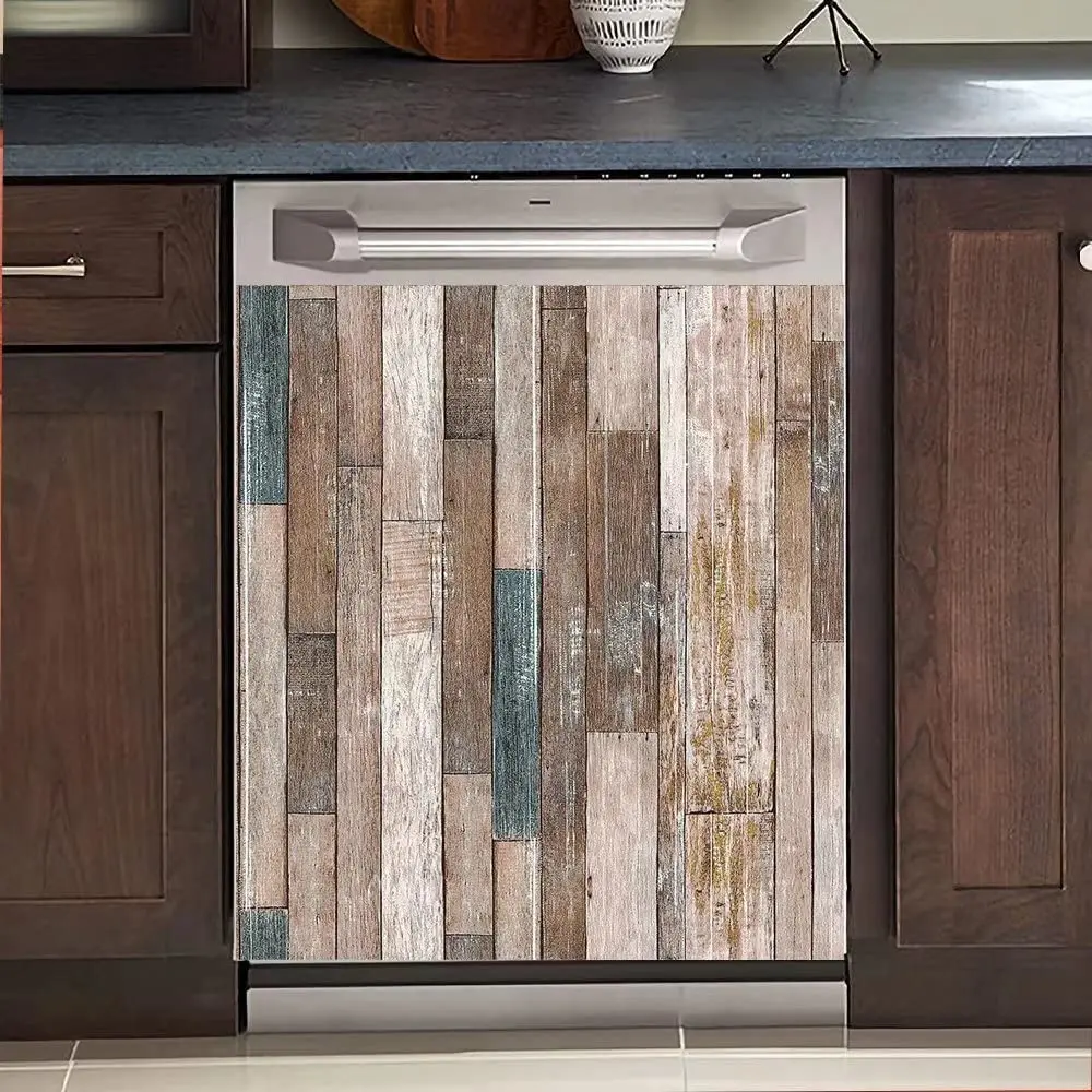 

Wood Door Kitchen Decorative Dishwasher Magnetic Sticker, Refrigerator Magnet Panel Decal, Dishwasher Magnet Cover, Rustic Wood,