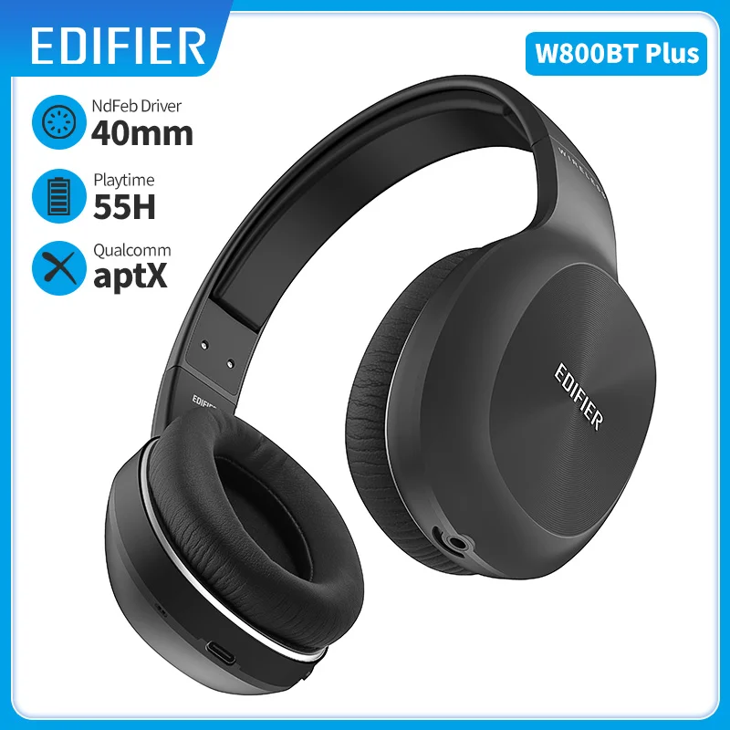 EDIFIER W800BT PLUS Bluetooth Headset Wireless Headphones Bluetooth 5.1 Up to 55 hours Playback Support aptX Noise Cancelling