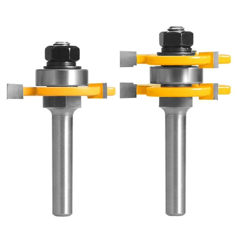 

2Pcs Shank Joint Assembly Router Bit Set Tongue & Groove T-Slot Milling Cutter For Woodwork Cutting Tools