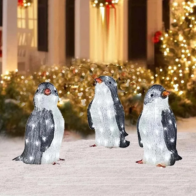 Рождественское украшение, новый Пингвин, Рождественское украшение, светильник, гусь, садовое украшение, пингвин, акриловая лампа, колпачок, ...