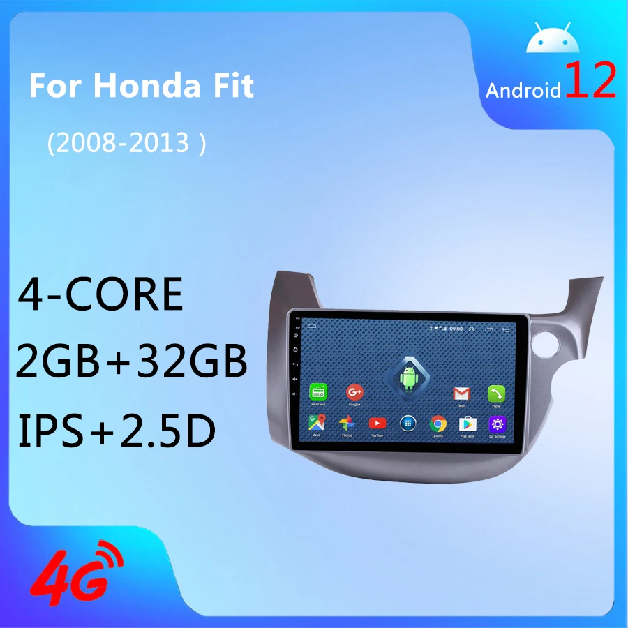 

Wanqi 4 ядра 2 + 32 Гб 4G Lte все Netcom Android 12.0 GPS навигация автомобильный Радио медиаплеер для Honda Fit 2008-2013 правый Привод
