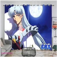 anime inuyasha blackout curtains 3d printed for kids bedroom manga window drapes home folioone piece curtains for living room