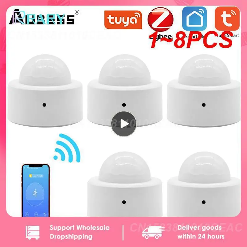 

1~8PCS Zigbee3.0 Tuya Smart Body Movement Detector Mini PIR Motion Sensor Wireless Human Body Sensor Works With Tuya Zigbee