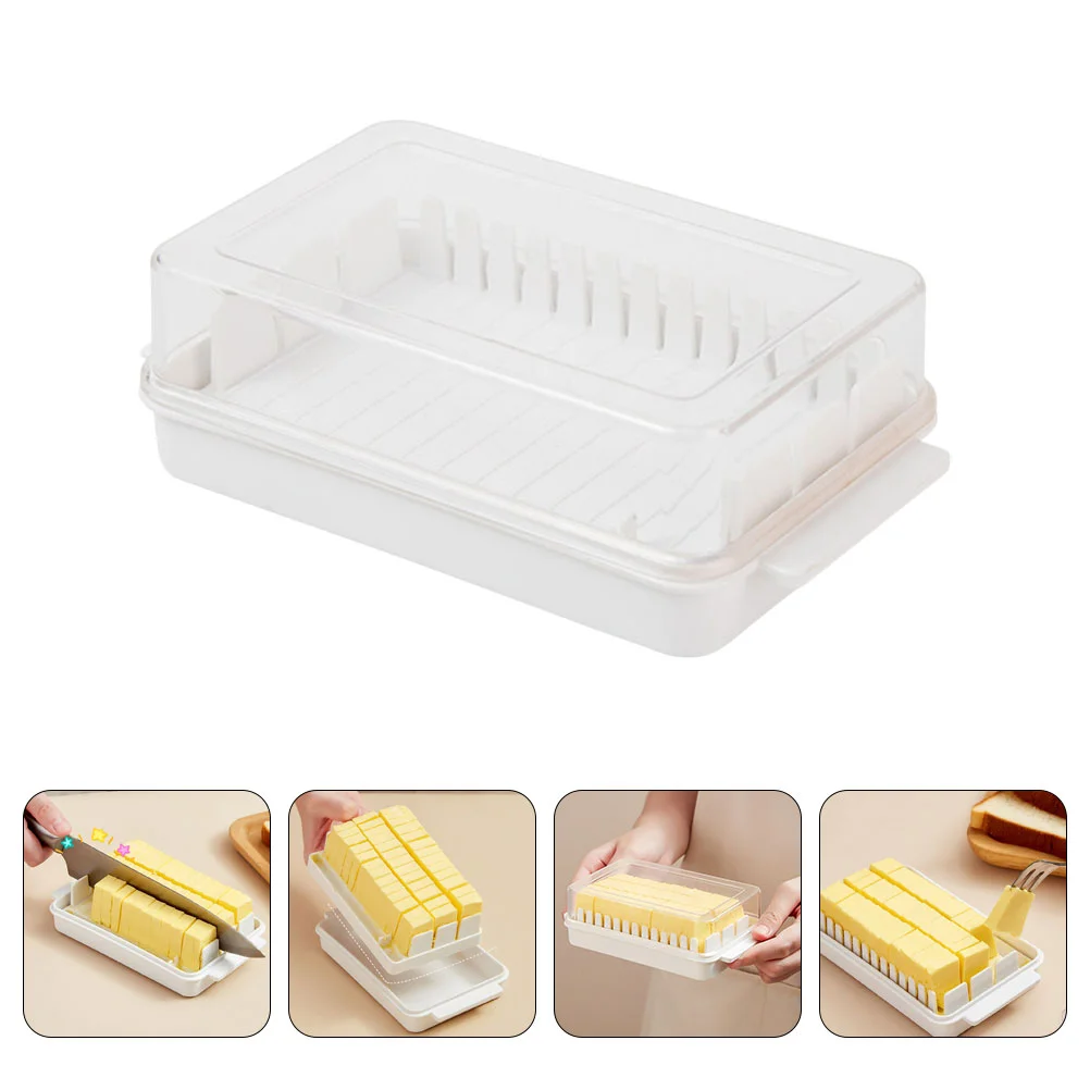 

Butter Dish Keeper Container Box Plastic Cheese Slicer Storage Clear Holder Lid Cutting Household French Dessert Large Farmhouse