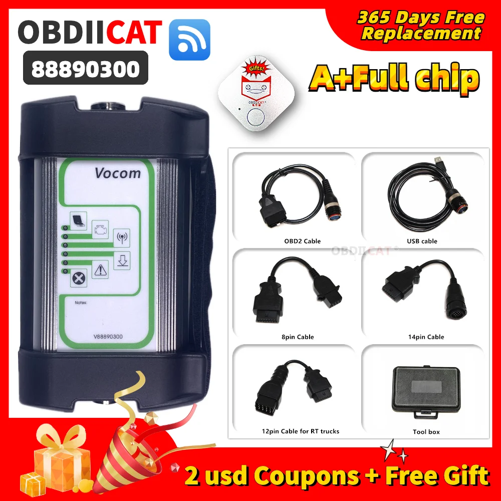 

Hot !! For Heavy Duty Truck Vocom 88890300 Interface 88890300 TruckS OBD2 Diagnose Tool