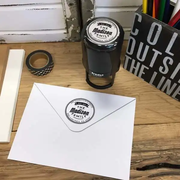 

Personalized Round Self-Inking Rubber Stamp - The Madison