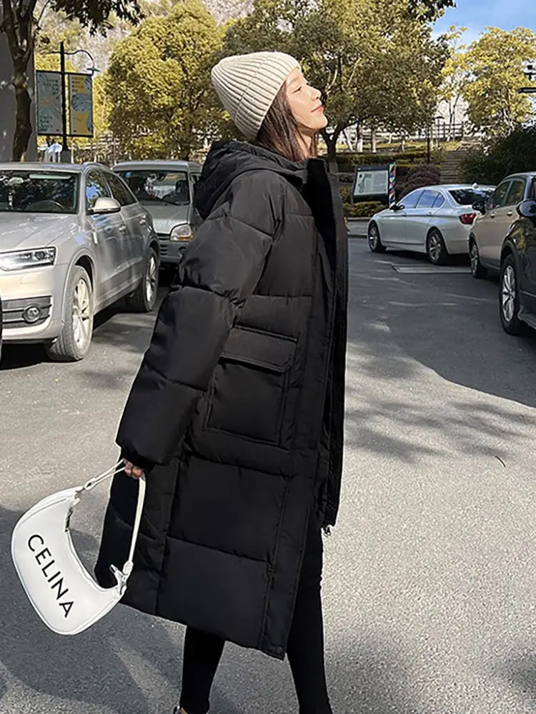 Vielleicht 2022 New Winter Jacket Women Parkas Hooded Casual Coat Female Jacket Cotton Padded Parka Long Women Clothes Outwear