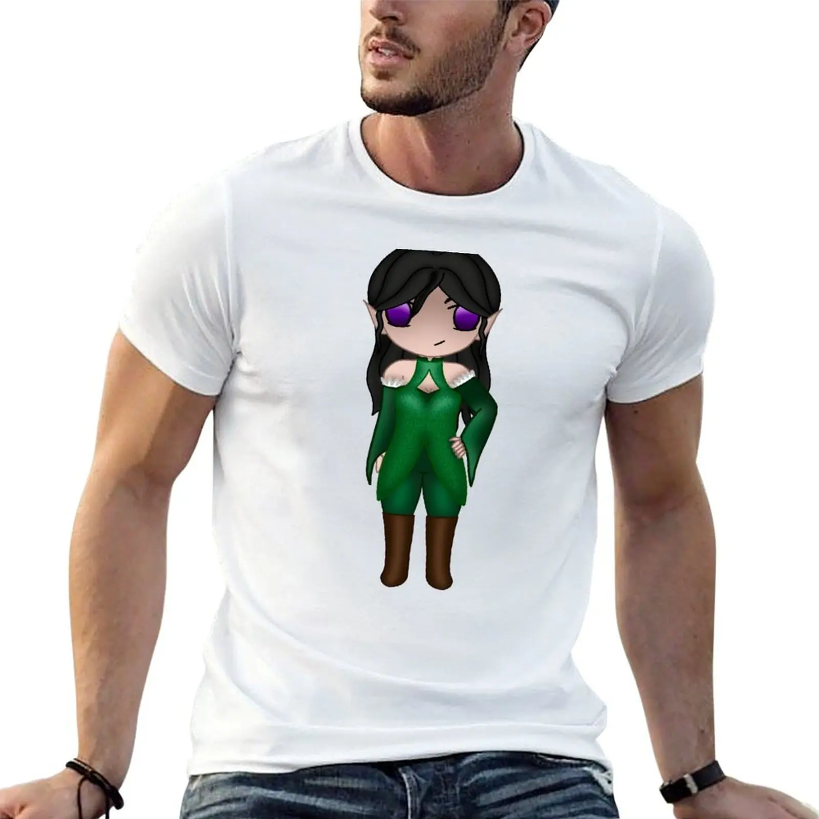 Фото Футболка Chibi Eerden (без рисунка) для мужчин, хлопковая футболка, персонализированные футболки для мужчин, винтажная футболка с графическим рисунком №1