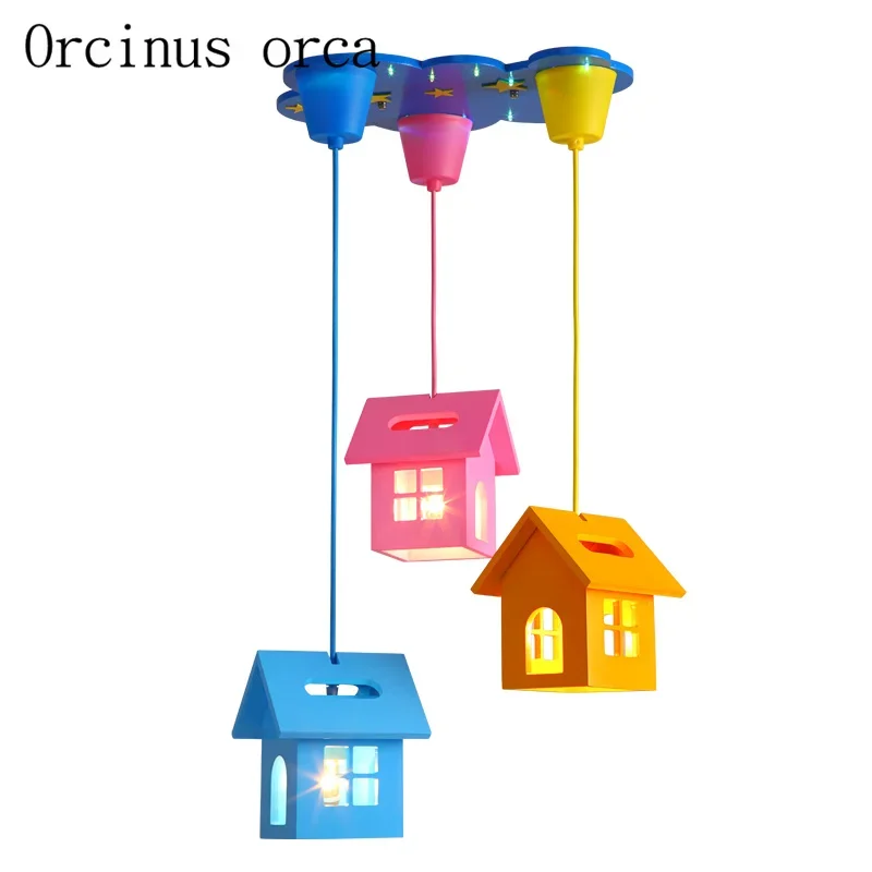 Мультяшный маленький дом светодиодная люстра детская комната спальня для