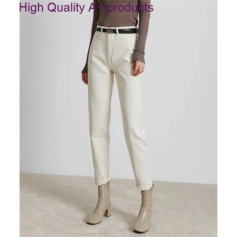 

Spring 2023 new off white jeans women's high waist straight pants loose tapered Harlan nine point dad