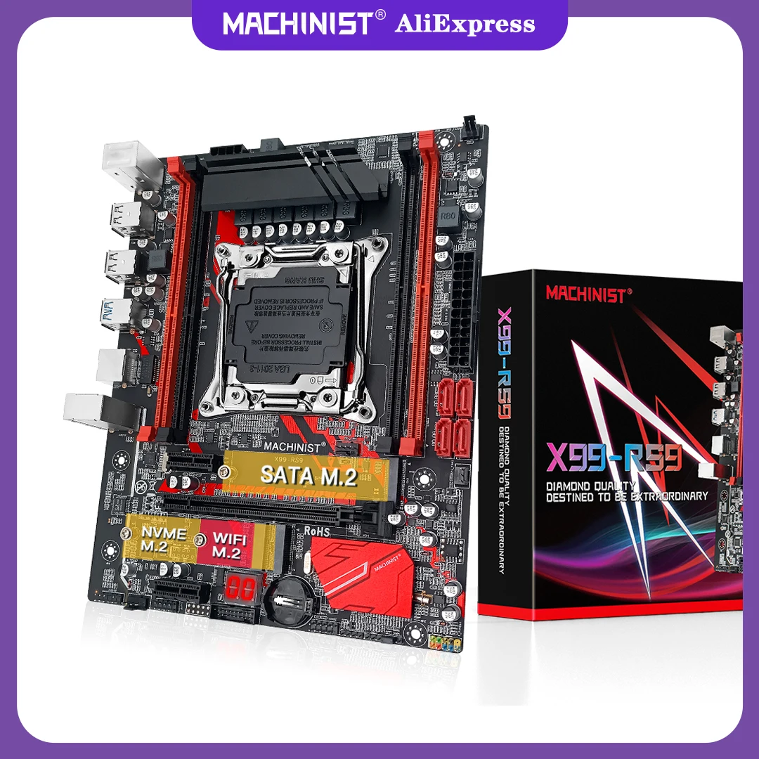 MACHINIST X99 Motherboard Support Xeon E5 2620 V3 2650 V3 2666 V3 CPU Processor DDR4 ECC RAM Memory Four Channe NVME M.2 RS9